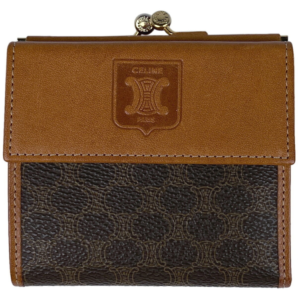 Celine Macadam Tri fold Wallet Compartment Wallet Brown